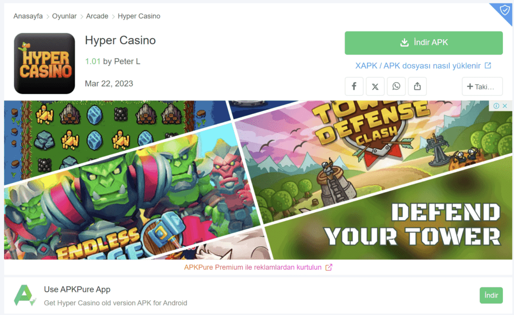 HiperCasino uygulamasının önizlemesi